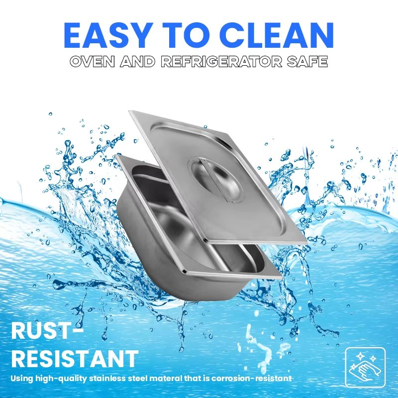 Service Equipment American Style Stainless Steel Gn Food Pan 1/4 150mm Gastronorm Food Container Gn Pan