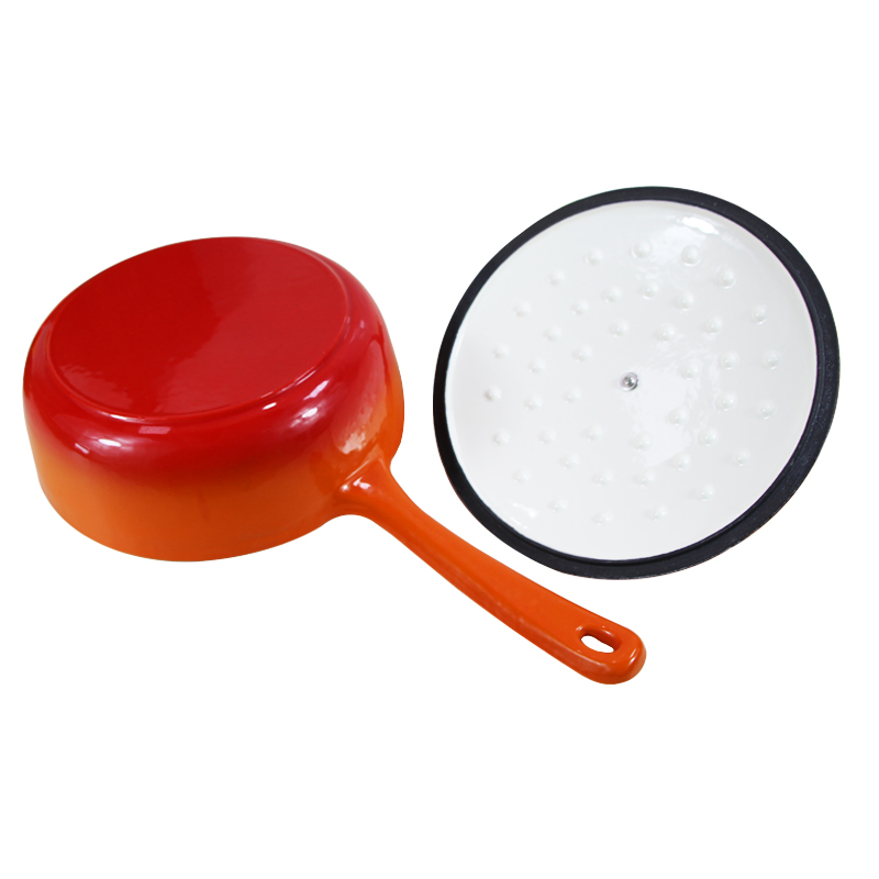 4qt Cookwin Orange Cast Iron Enamel Saucepan with Stainless Steel Knob Soup Pot
