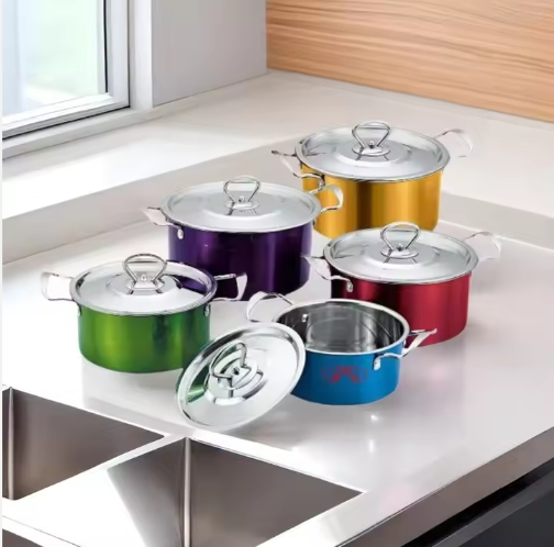 Manufacturer's European American Stainless Steel 5-Piece 6-Piece Soup Pot Milk Pot Frying Pan Set Wholesale Mutual