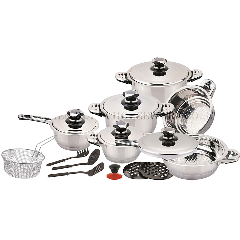 Professional 19PCS Stainless Steel Wide Edge Cookware with Comfortable Handle