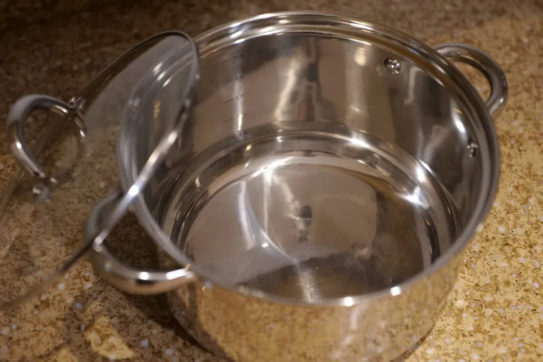Detailed View of Stainless Steel Stock Pot
