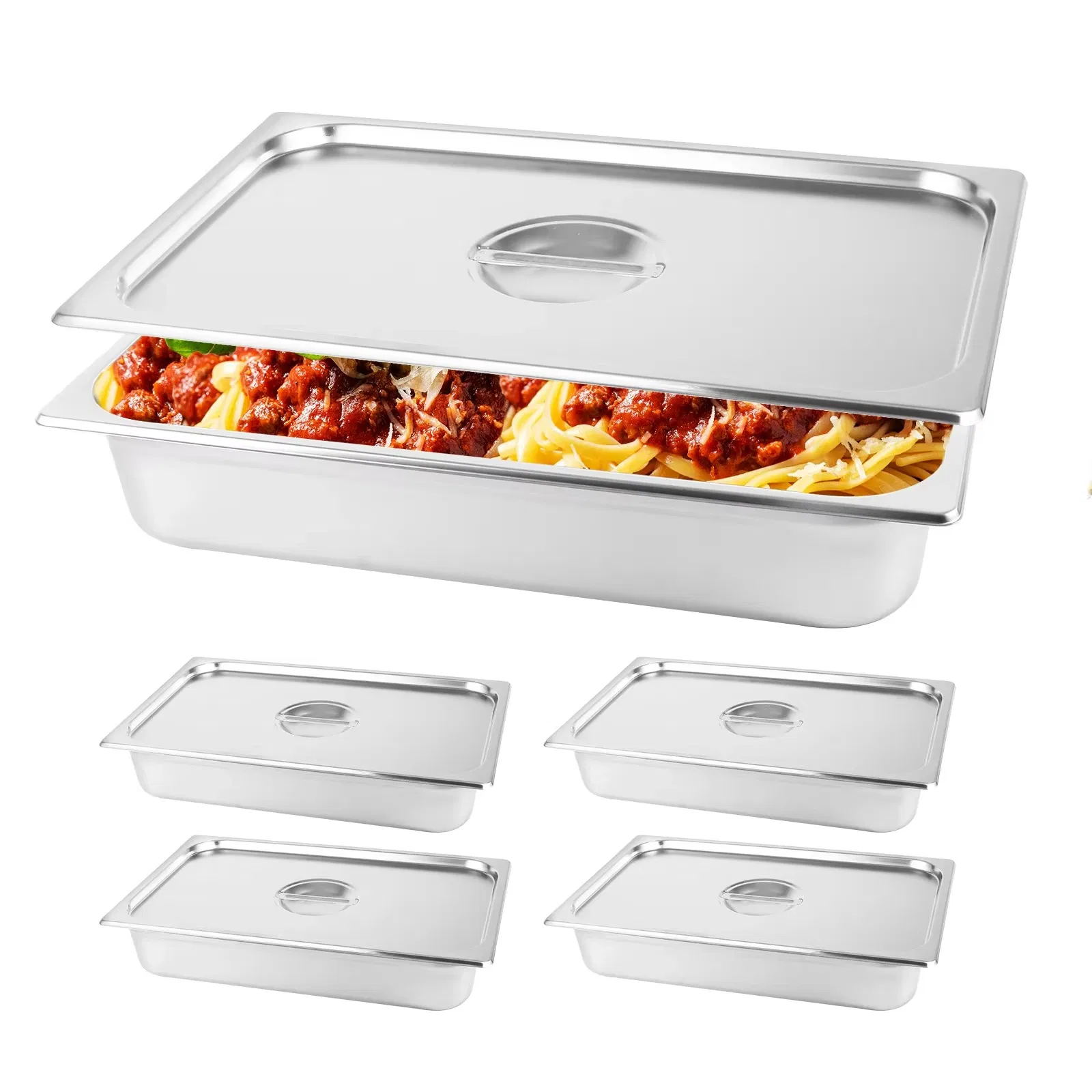 Gastronomy Standard Shallow Cover Steel Gastronorm Food Containers Pan Service Buffet 304 Stainless Steel Gn Pans Set