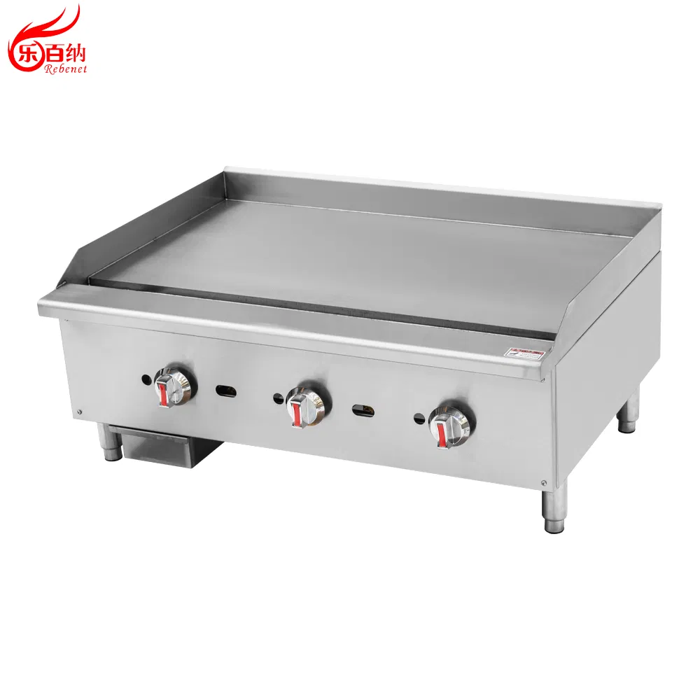 3 Burner Restaurant Catering Equipment Stainless Steel Commercial Countertop 36 Inch Gas Flat Top Griddle BBQ Grill for Burger with Heavy Duty Plate (EGG36S)