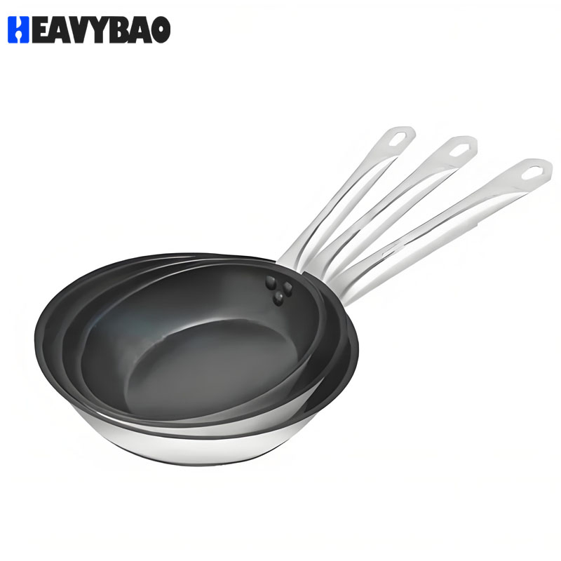Heavybao High Quality Stainless Steel Aluminium Cookware Fry Pan for Restaurant