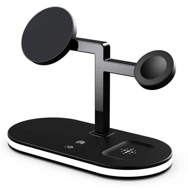 4-in-1 Wireless Charger Station with LED Desk Lamp - Computer Gadget Logo Gift