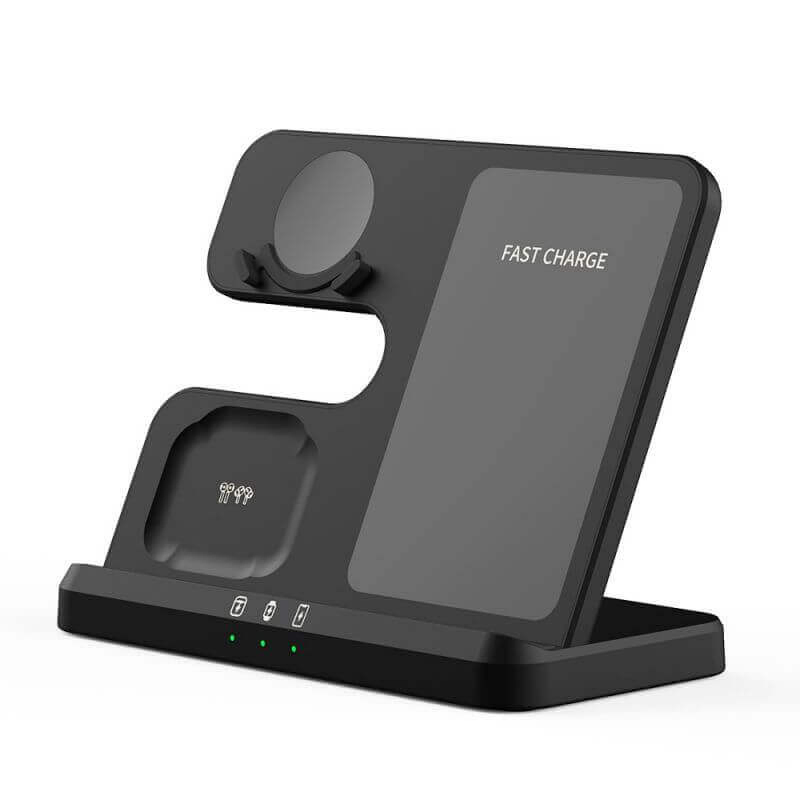 Qi-Certified 3-in-1 Fast Wireless Charger Stand Compatible with Samsung Galaxy &amp; iPhone Series