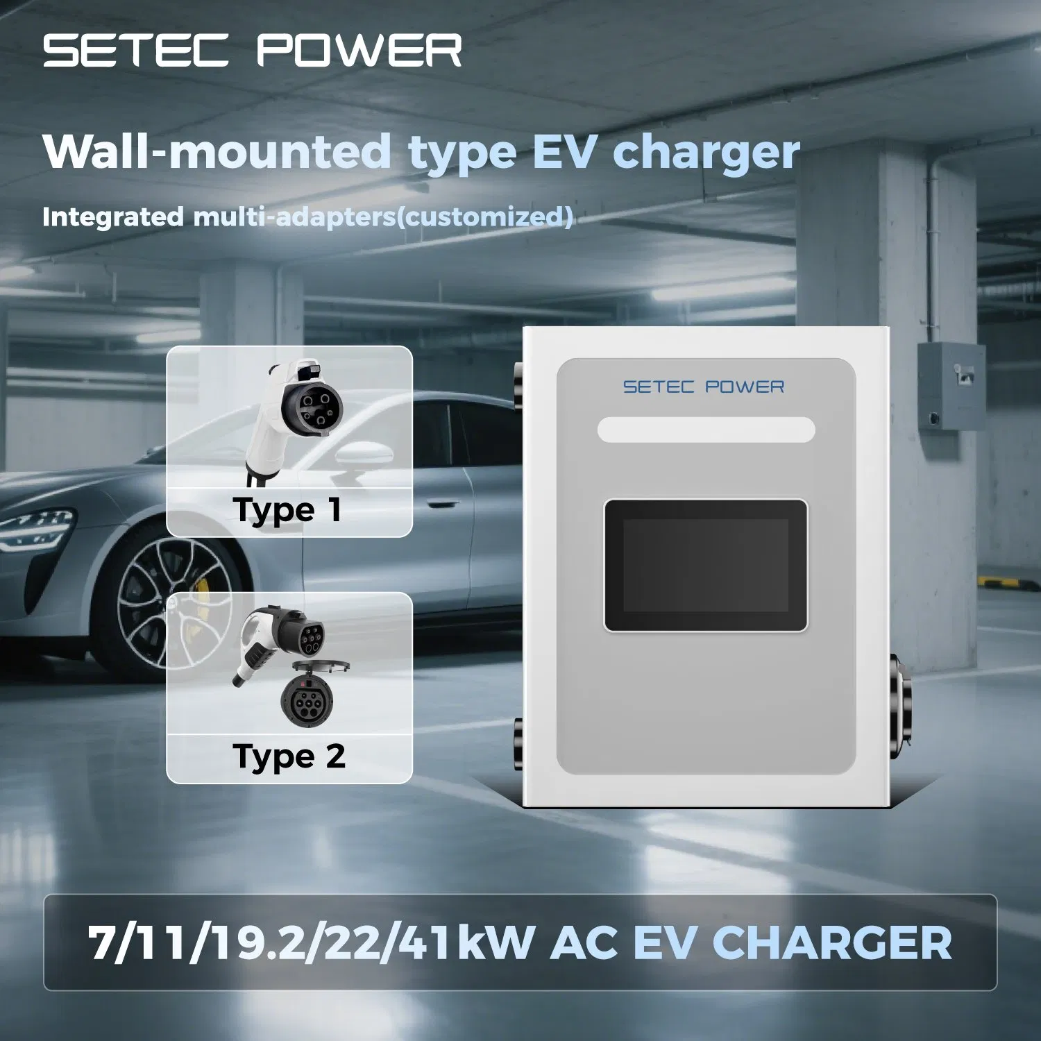 SETEC POWER Cost-Effective Solution Ac charger 7kW-41kw Type1 Type2 Wall Box Charging Station