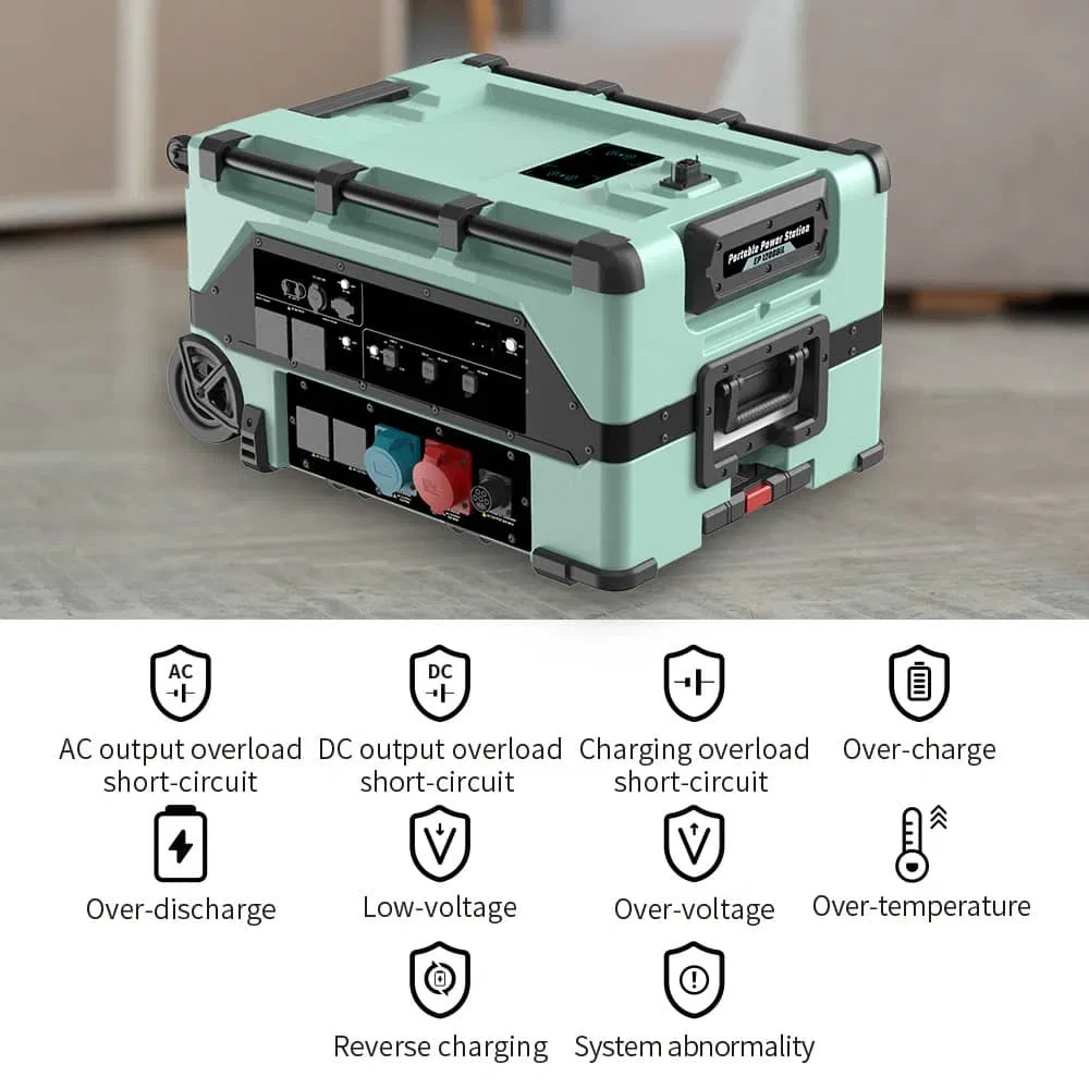 Large Capacity Battery Three-Phase Portable Solar Generator Power Station with Wireless Charging.