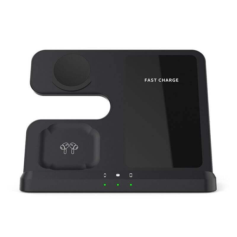 Qi-Certified 3-in-1 Fast Wireless Charger Stand Compatible with Samsung Galaxy &amp; iPhone Series