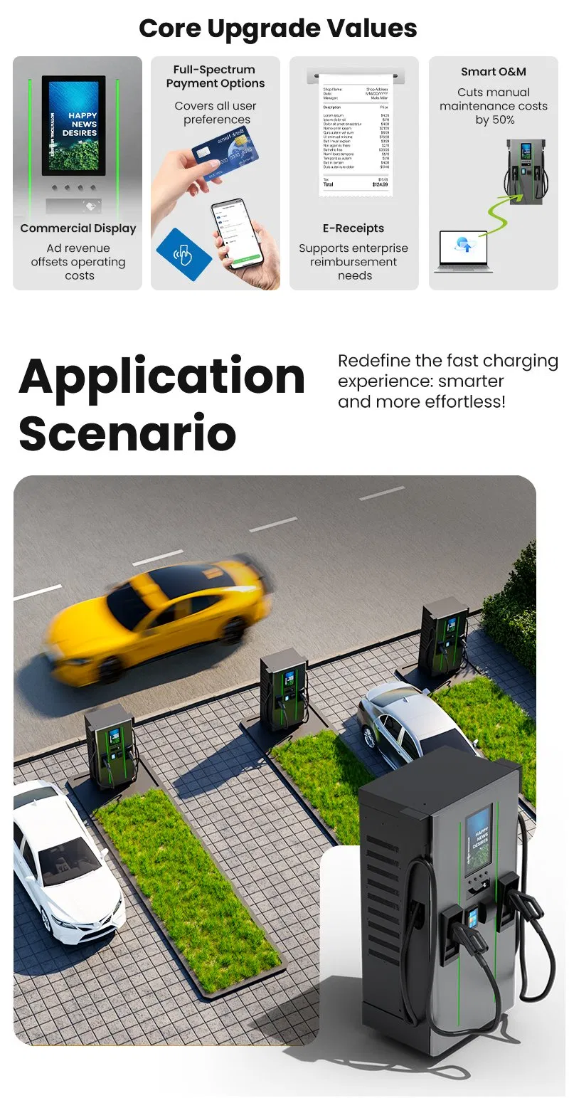 160kw Ultra Fast Dual Gun DC EV Charger Floor-Mounted Ocpp GB/T Commercial Charging Station