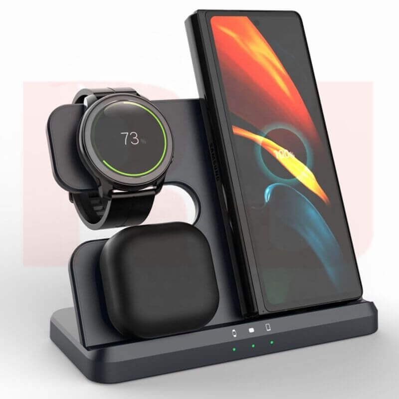 Qi-Certified 3-in-1 Fast Wireless Charger Stand Compatible with Samsung Galaxy &amp; iPhone Series