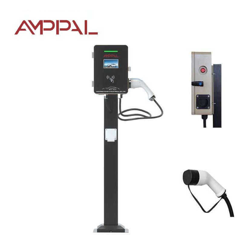 Amppal Ocpp 1.6j 7kw EV Charger Wall Box with CCS Interface 5m Cable for Public EV Charging Station AC Charger