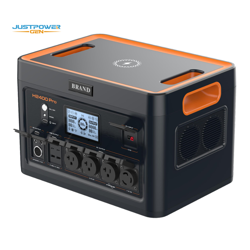 2400W Portable Power Station LiFePO4 Storage Battery EV Charging Station Solar Powered