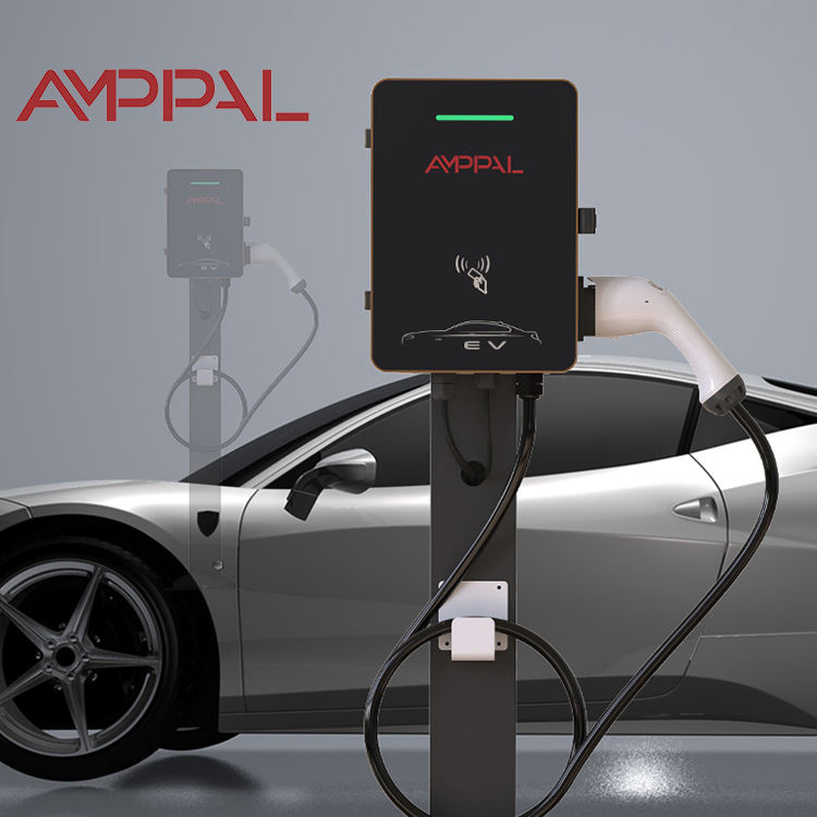 Amppal Ocpp 1.6j 7kw EV Charger Wall Box with CCS Interface 5m Cable for Public EV Charging Station AC Charger