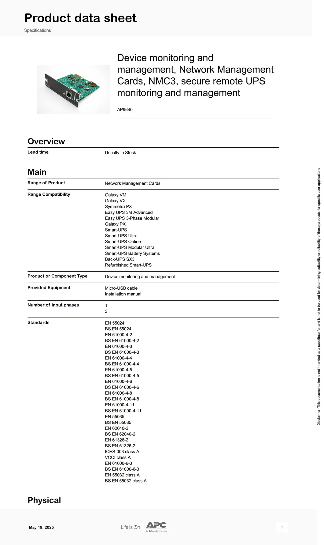 Technical Specifications 1