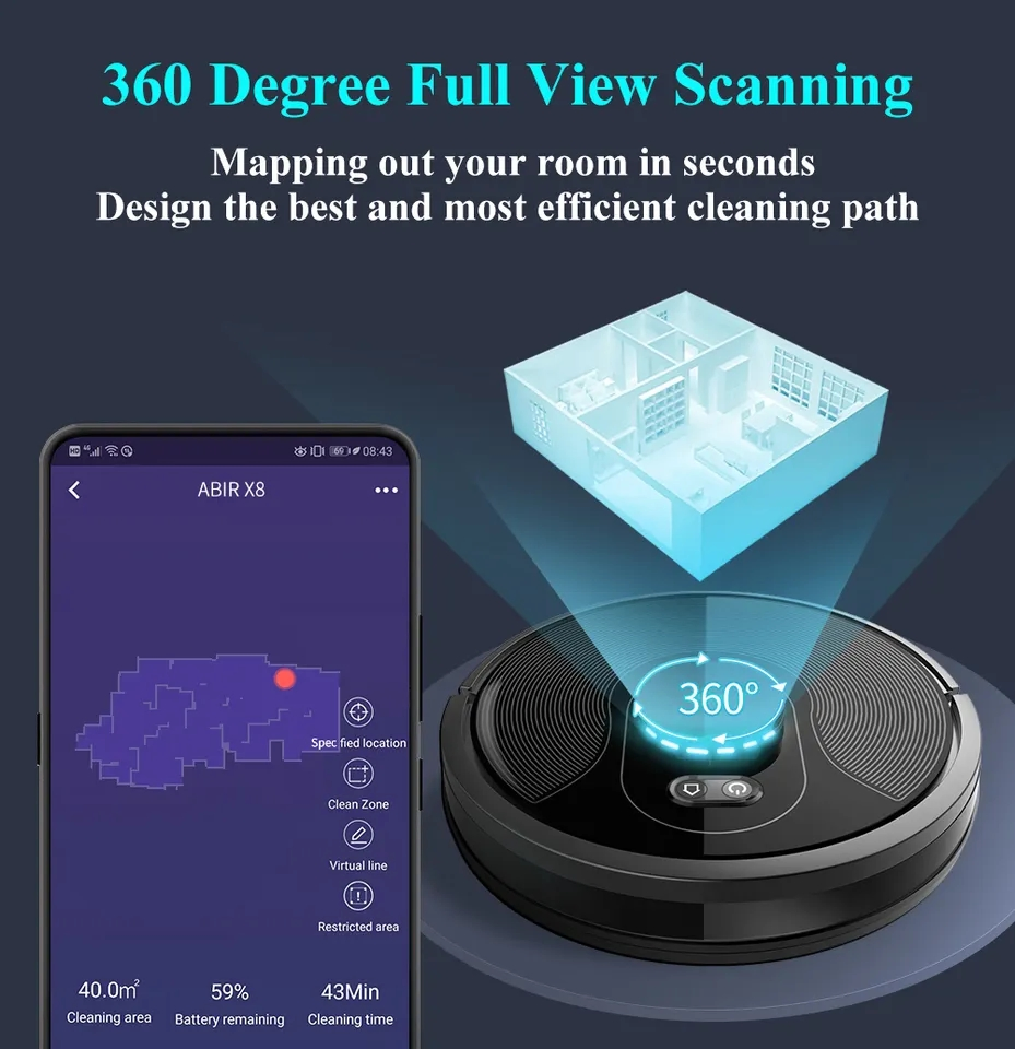 WiFi Robot Vacuum Cleaner Automatic Cleaning Robot with UV Sterilization