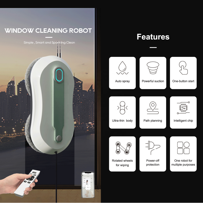 2025 Anti-Falling Safety APP-Controlled Intelligent Navigation Electric Window Cleaner Robot for Household