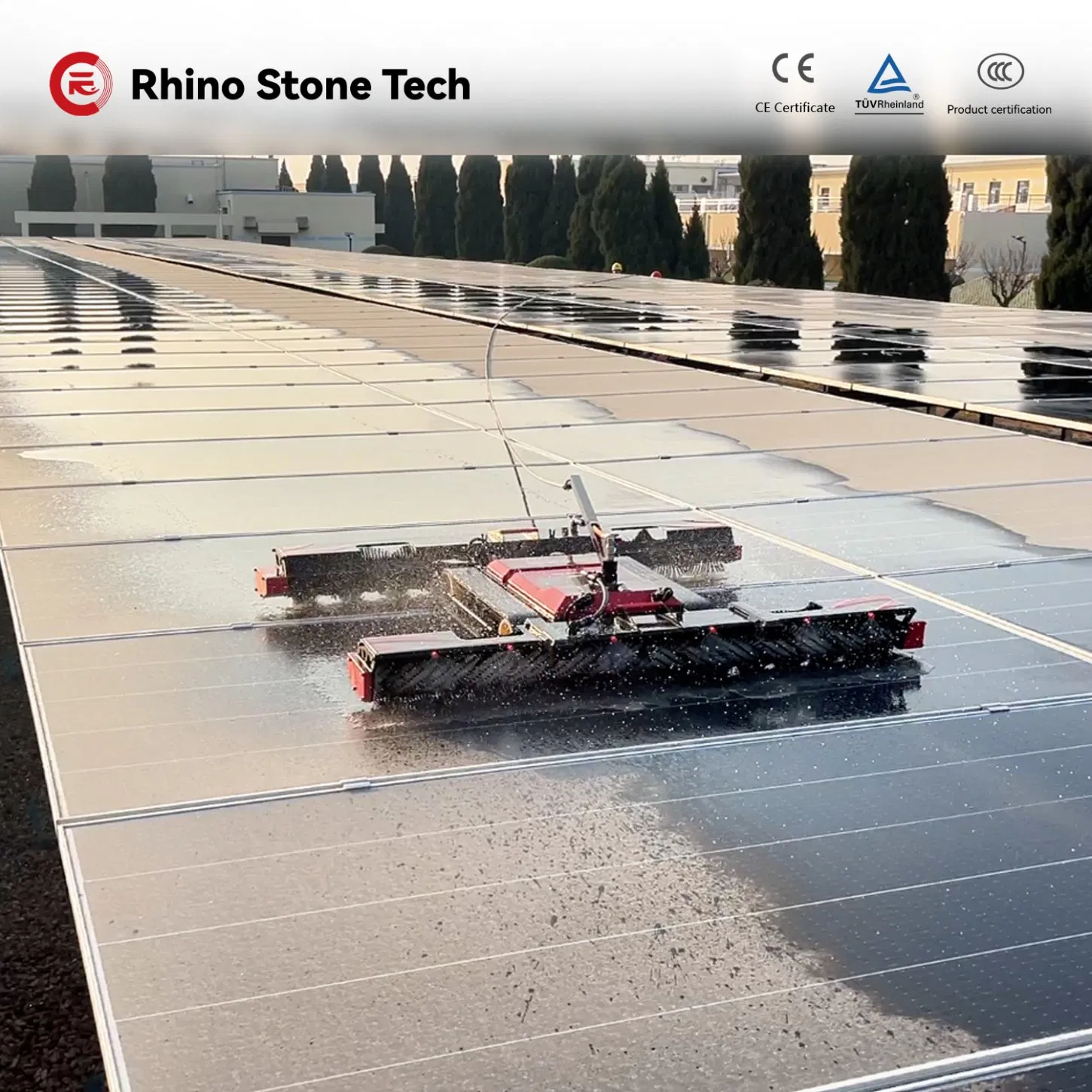 Commercial Industrial Solar Farm, Dual Mode Wet Water Dry Solar Panel Cleaning Robot