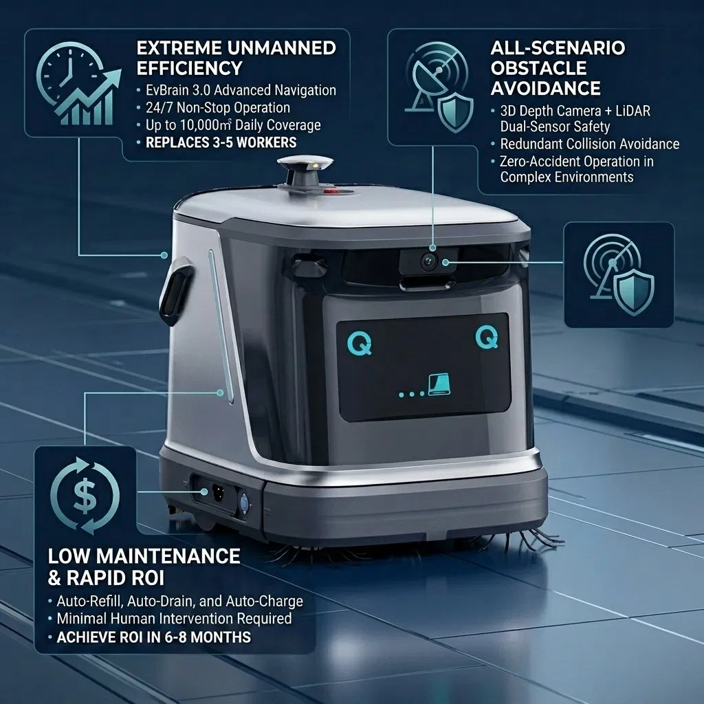 Smart All-in-One Commercial Cleaning Robot Sweep Mop Vacuum