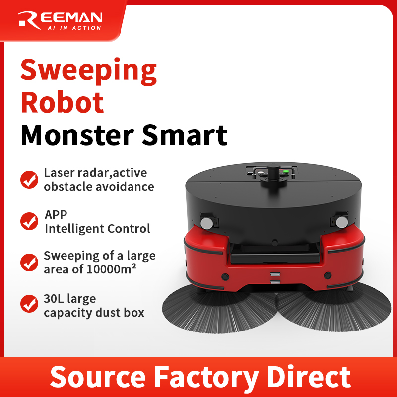 Reeman Monster Autonomous Industrial Sweeper Robot High-Power Debris Collection for Large-Area Industrial Cleaning