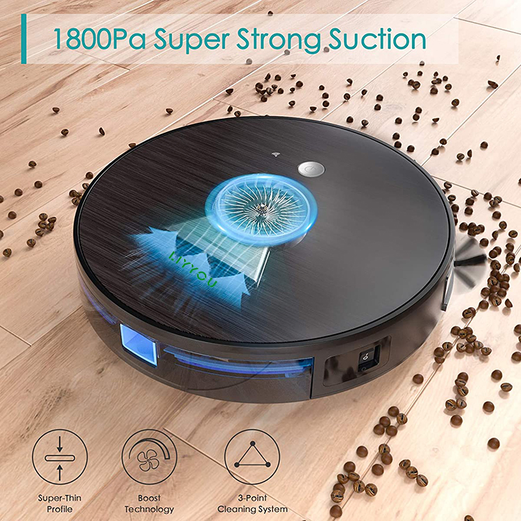 Liyyou Robot Vacuum-Wi-Fi Connectivity, Personalized Cleaning Recommendations, Works with Alexa, Good for Pet Hair, Carpets, Hard Floors, Self-Charging