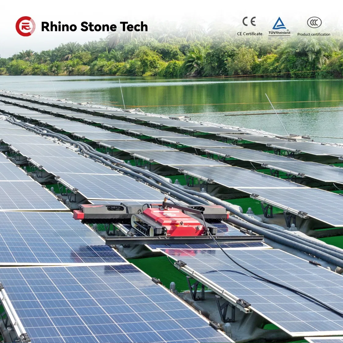 Solar Panel Cleaning Robot for Commercial &amp; Industrial Solar Station Crawler Chassis Automated Robotic Euqipment Dry Wet Water Washing