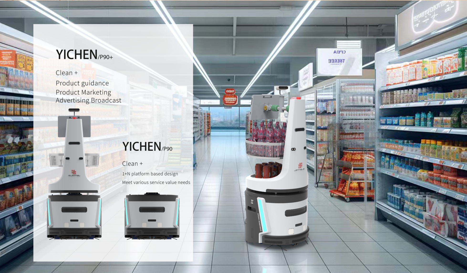 Commercial Cleaning Robot for Supermarket Autonomous Floor Scrubber AI Guide 5G/WiFi Edge Cleaning Auto Mopping Inventory Check