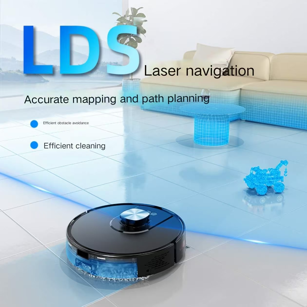 Auto Floor Cleaning Robot LDS SLAM Navigation 1500-1999Pa Suction App Control for Home
