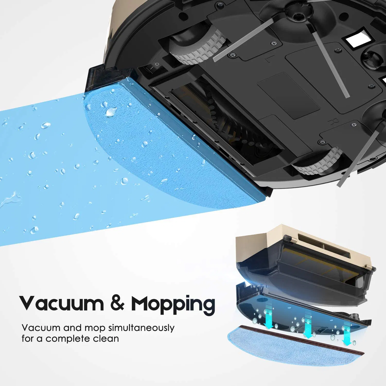 2 in 1 Robotic Vacuum Cleaner and Mop, Wi-Fi Connected/Remote Control, 1600PA Strong Suction, Self-Charging Robot Vacuum Cleaner for Carpet &amp; Hard Floors