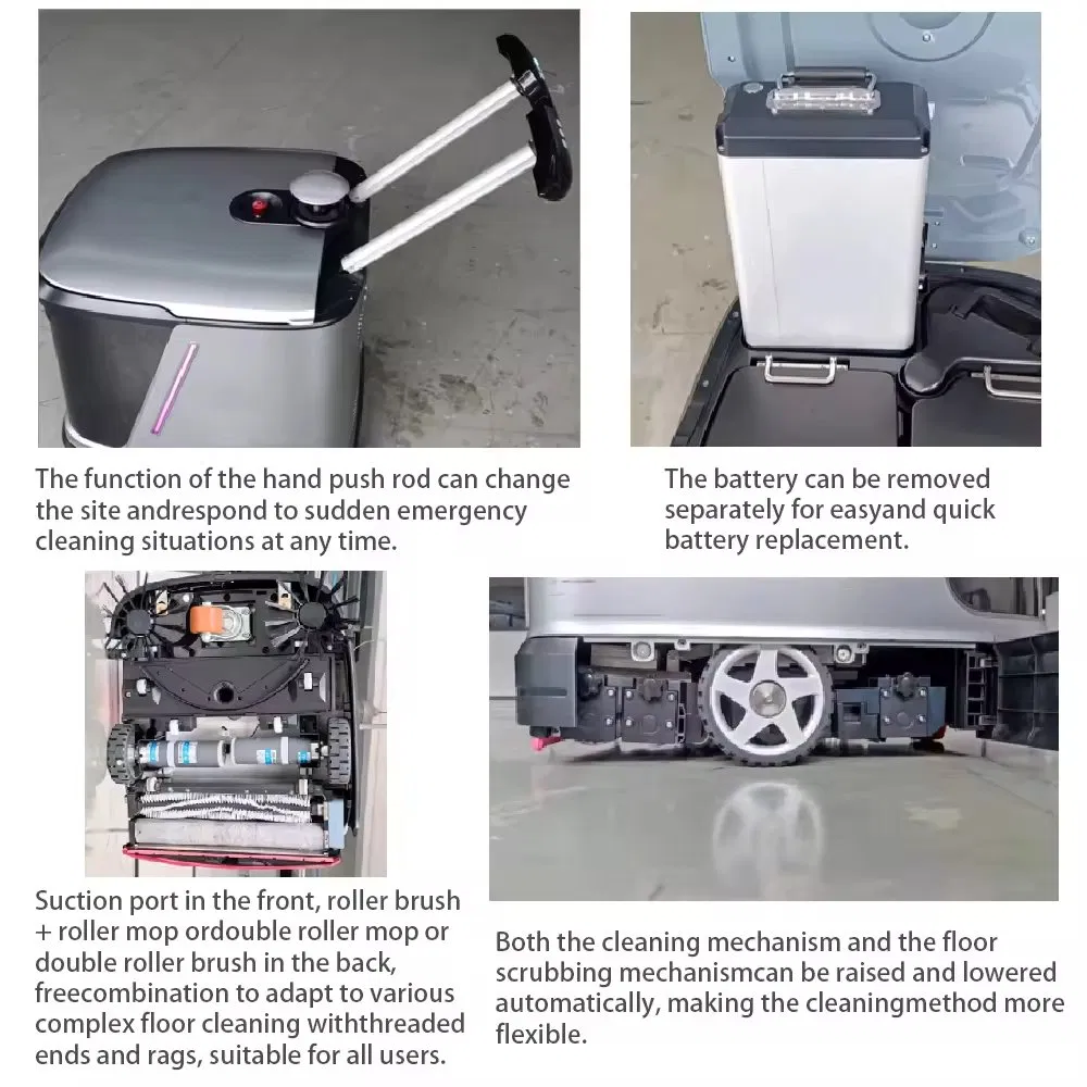 Ai Self-Drive Auto Clean Robot 24V Electric Commercial Cleaning Sweeping Mopping for Airports Hotels &amp; Offices with Smart APP