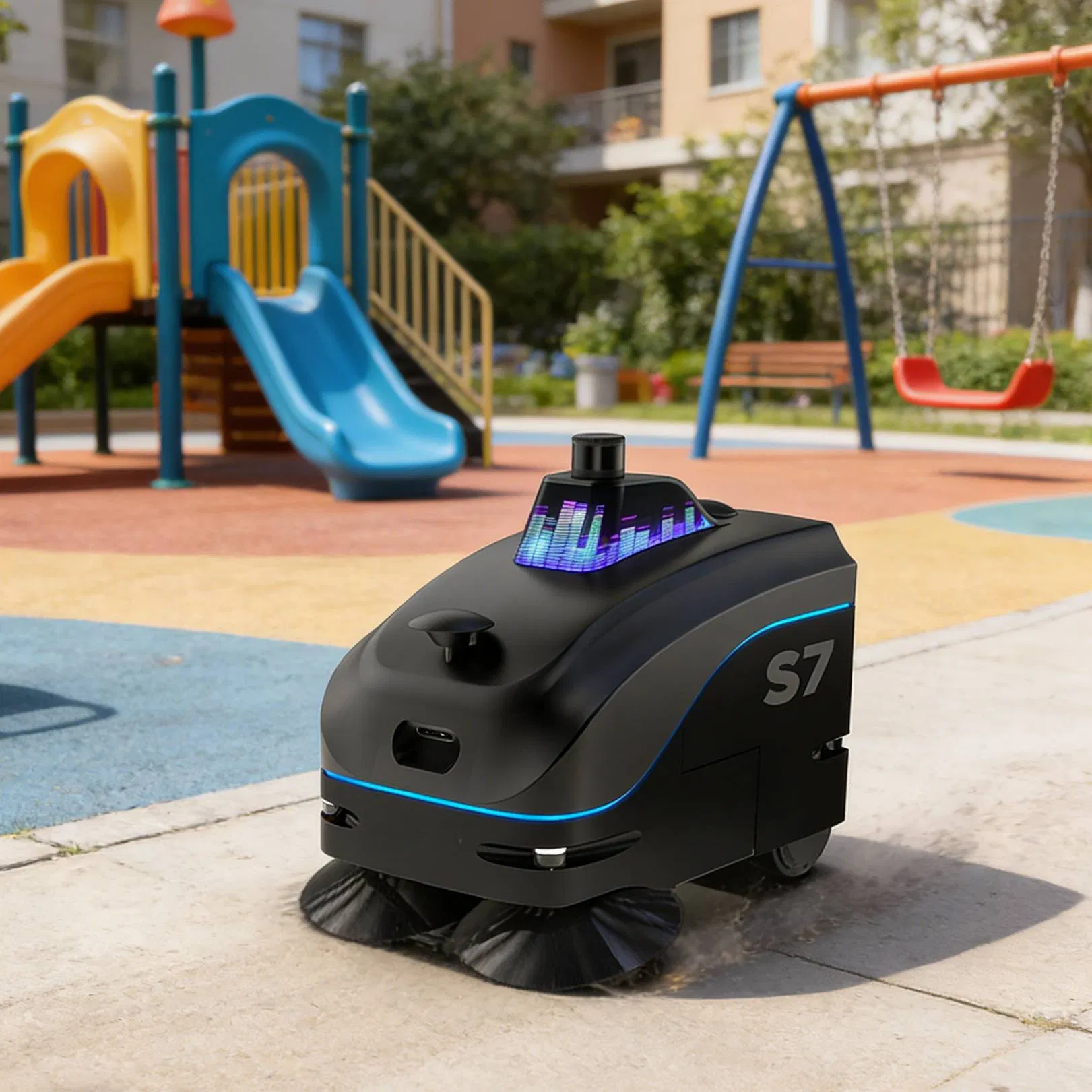 Commercial Lithium Battery Powered Robotic Scrubber Remote Monitoring Cleaning Robot