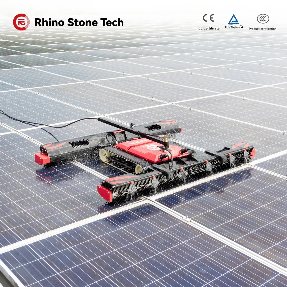 Solar Powered Wet &amp; Dry Solar Panel Cleaning Robot for Commercial Industrial Solar Farm, Factory-Direct Automatic Cleaning Machine