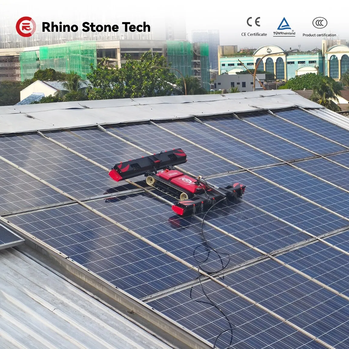 Commercial Industrial Solar Farm, Dual Mode Wet Water Dry Solar Panel Cleaning Robot