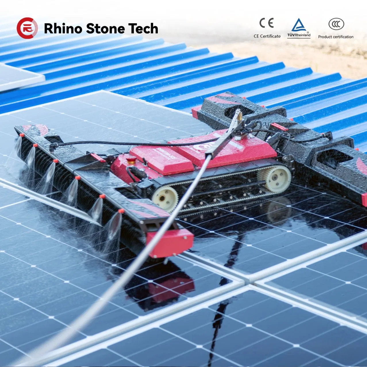 Solar Powered Wet &amp; Dry Solar Panel Cleaning Robot for Commercial Industrial Solar Farm, Factory-Direct Automatic Cleaning Machine