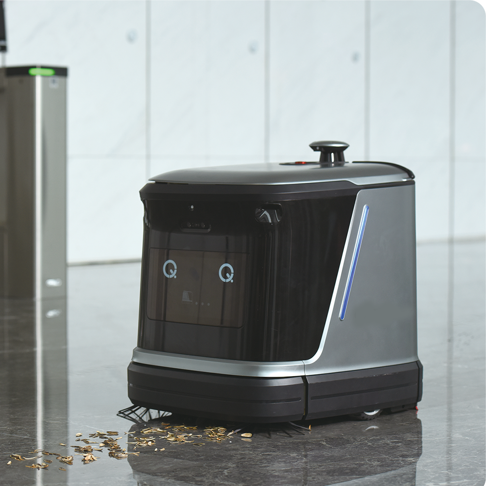 Small Commercial Floor Cleaning Robot with Mop Sweep Vacuum Autonomous Scrubber App-Controlled &amp; Auto-Charge for Office Lobby