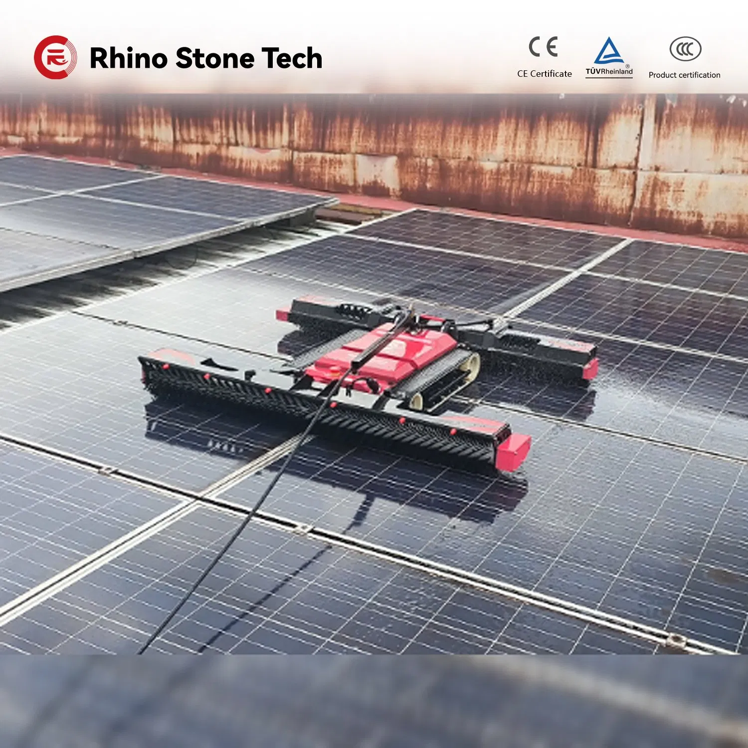 Advanced Technology Commercial Industrial Solar Farm PV Panels Clean Dry Wet Dual Use Solar Panel Cleaning Machine Robot with Lithium Batter Powered
