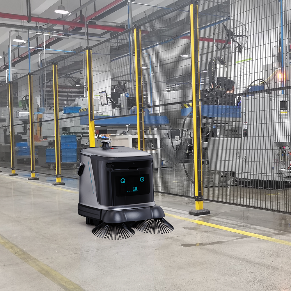 Small Commercial Floor Cleaning Robot with Mop Sweep Vacuum Autonomous Scrubber App-Controlled &amp; Auto-Charge for Office Lobby