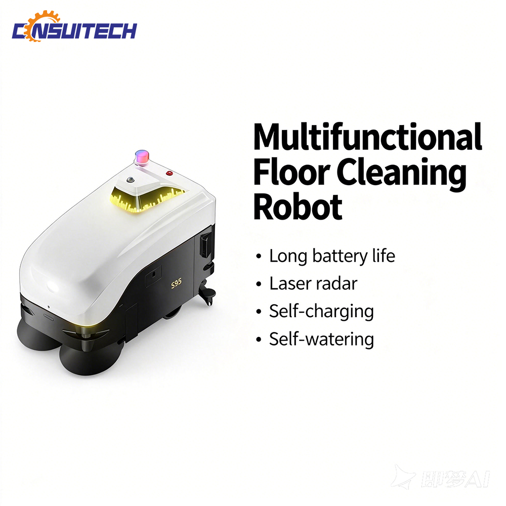 New Robotic Floor Cleaning Machine with Lidar Intelligent Driving 24V Battery 200Ah Commercial Floor Scrubber