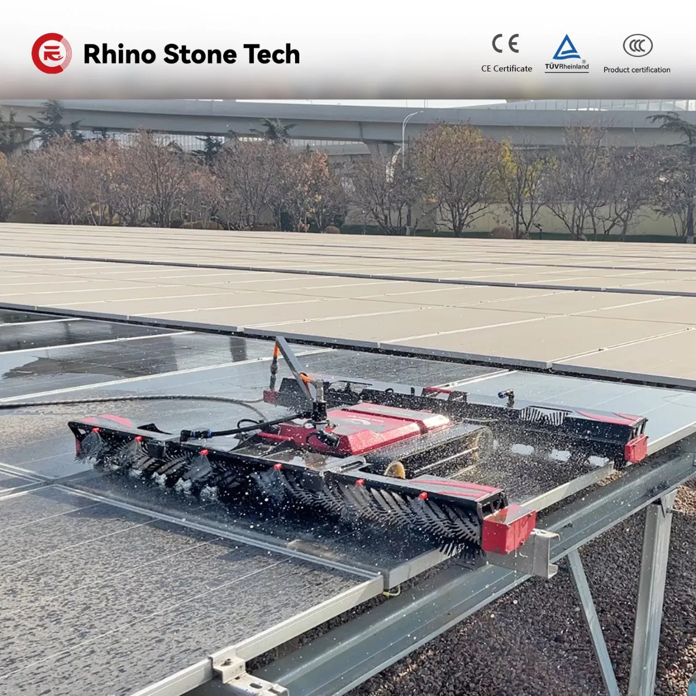 Commercial Industrial Solar Farm, Dual Mode Wet Water Dry Solar Panel Cleaning Robot
