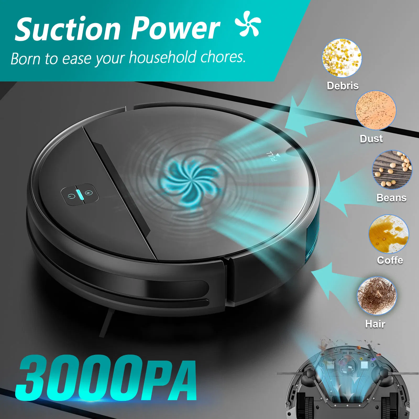 Intelligent Cleaning Robot Vacuum Cleaner APP-Controlled Mop Wet Dry Sweeping Aspiradora Robot Battery Household Use