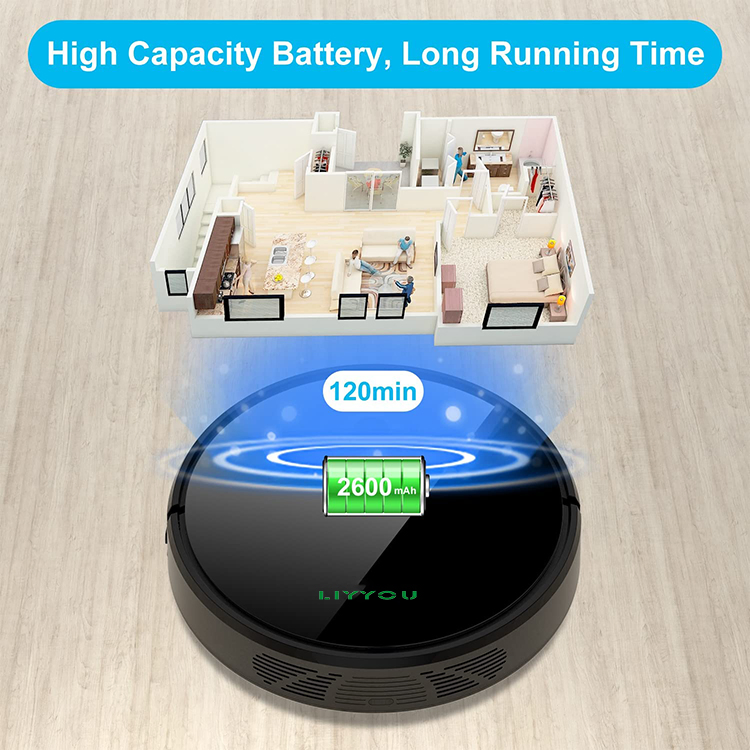 Liyyou Robot Vacuum-Wi-Fi Connectivity, Personalized Cleaning Recommendations, Works with Alexa, Good for Pet Hair, Carpets, Hard Floors, Self-Charging