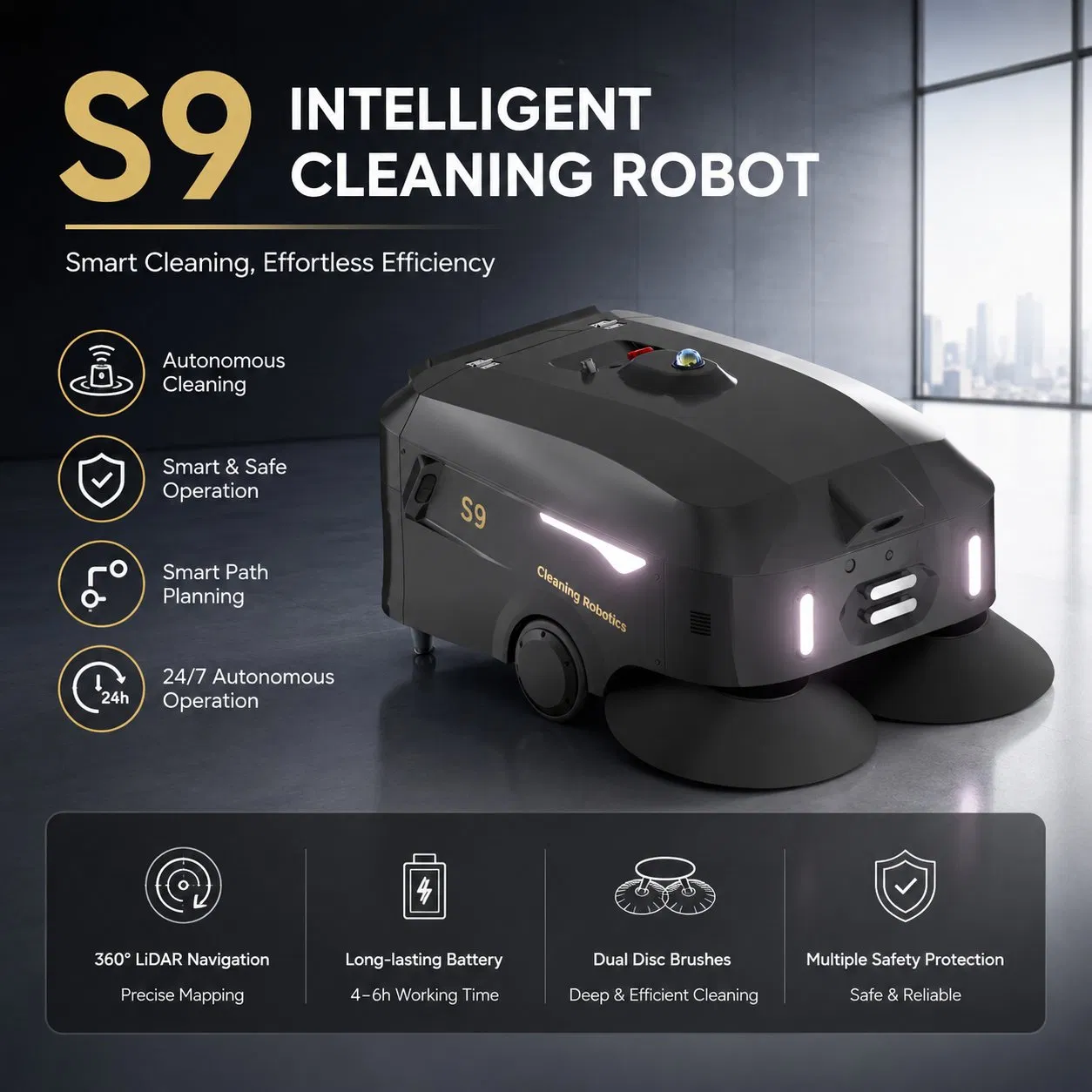 Logistics Warehouse Heavy Duty Cleaning Robot Intelligent Automatic Sweeping