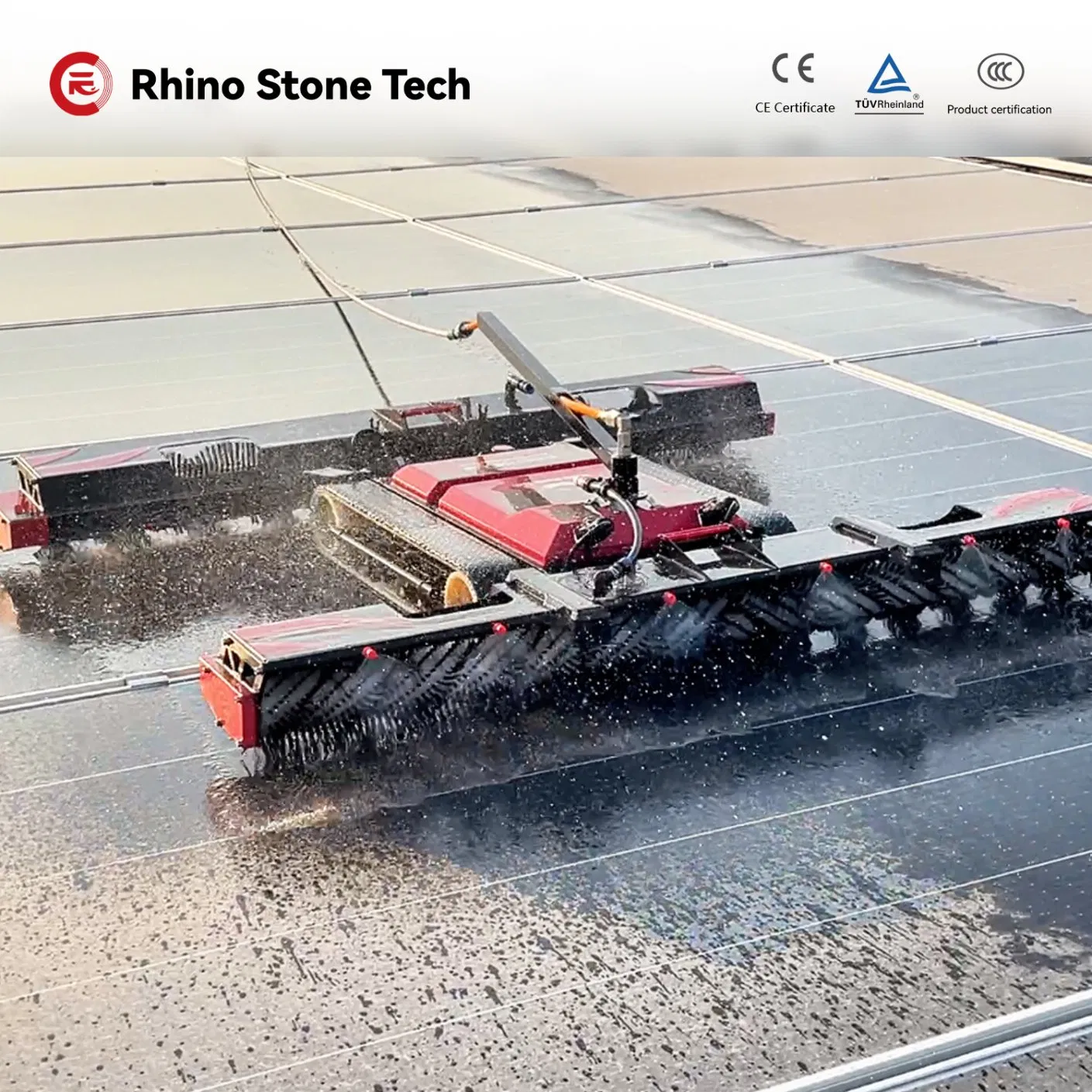 Commercial Industrial Solar Farm, Dual Mode Wet Water Dry Solar Panel Cleaning Robot