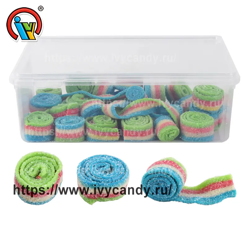 Оптовыепродажи Прямой поставщик с фабрики лакричные конфеты rainbow sour жевательные конфеты в рулонах с кислинкой лакричные жевательные резинки ленточные полоски конфеты Заводы, Производители