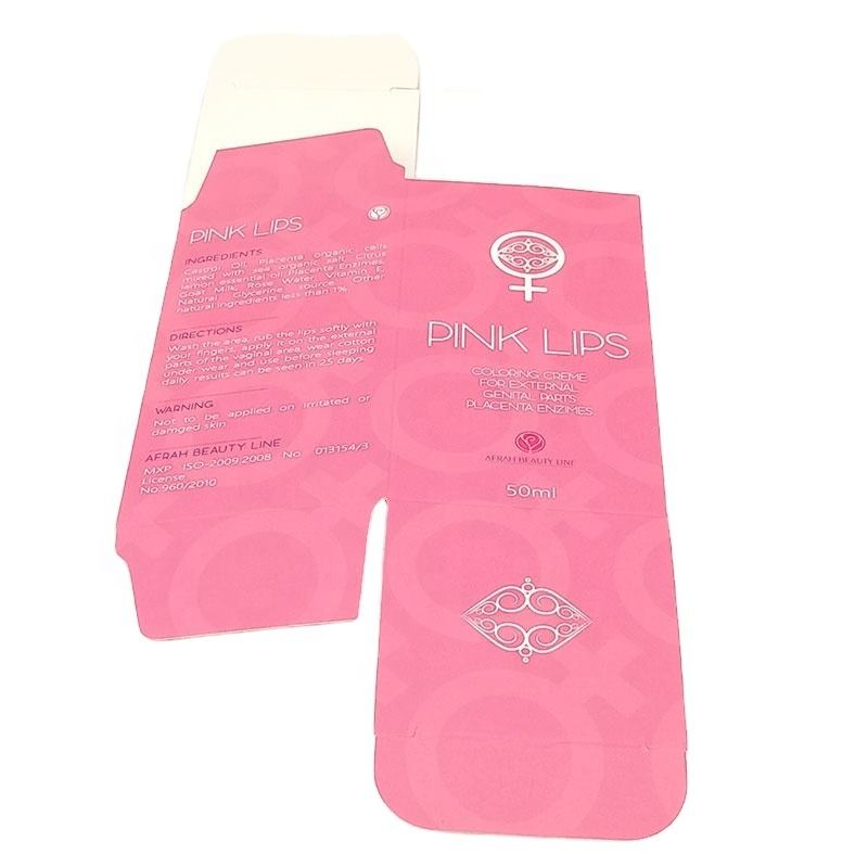 Produtos de cuidados com a pele de óleos essenciais personalizados, embalagem de caixa de papel autoportante reciclável com laminação fosca para creme para os olhos