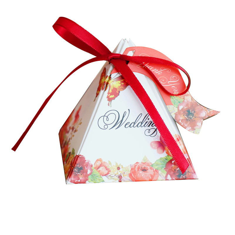 Caixas de presente de luxo brancas pequenas personalizadas para festas, embalagem de doces para casamento com fita