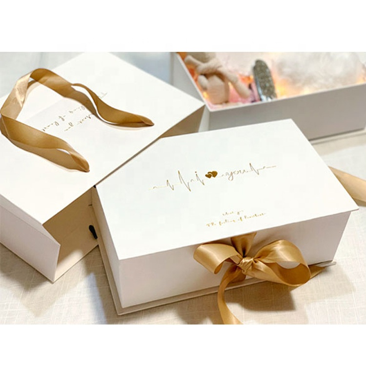Caixas de dobrar magnéticas com fitas, caixas de presente de luxo para embalagem de presentes para roupas