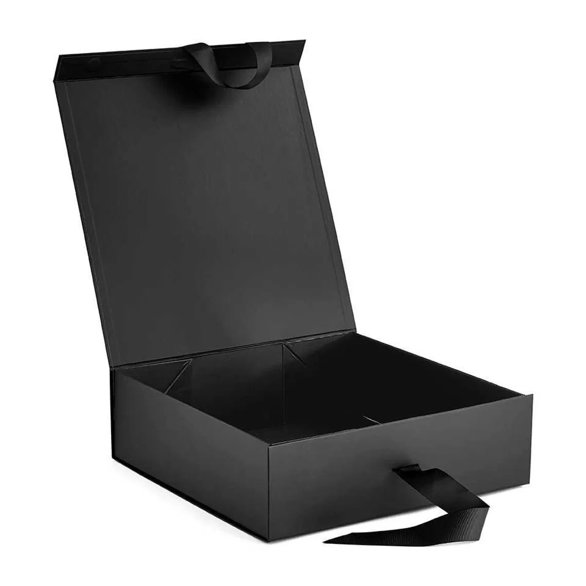 Embalagem de presente de roupa de papelão preto grande e luxuoso personalizado