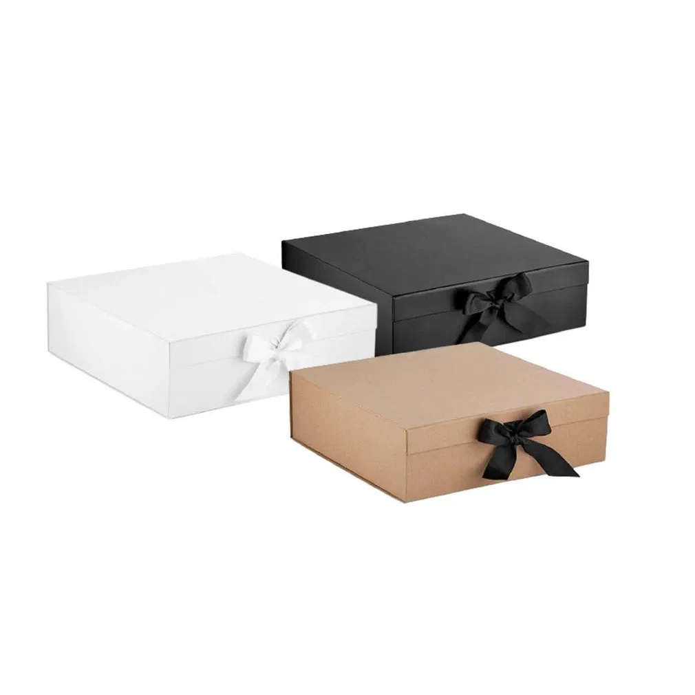 Embalagem de presente de roupa de papelão preto grande e luxuoso personalizado