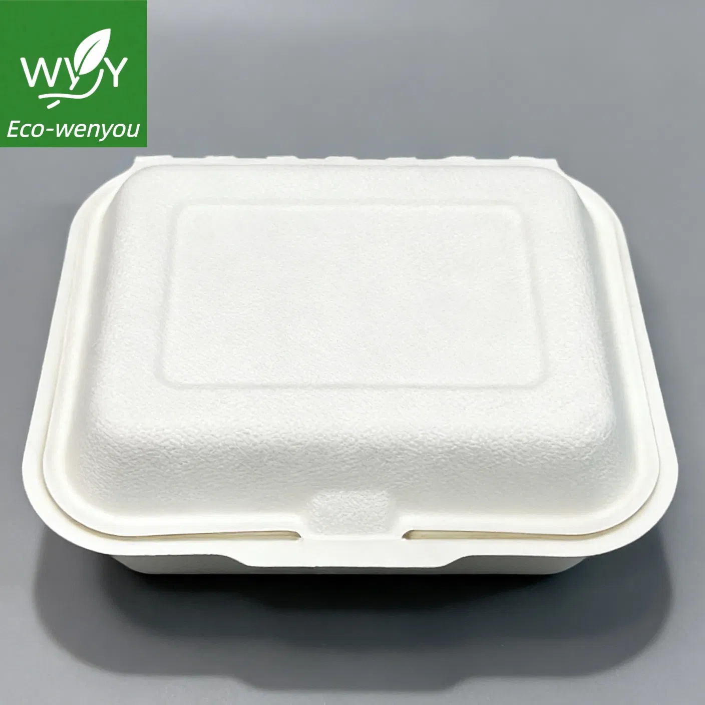Embalagem de Clamshell de Bagasse de Cana-de-Açúcar Biodegradável 6 Polegada Recipiente de Alimento Descartável Ecológico para Viagem